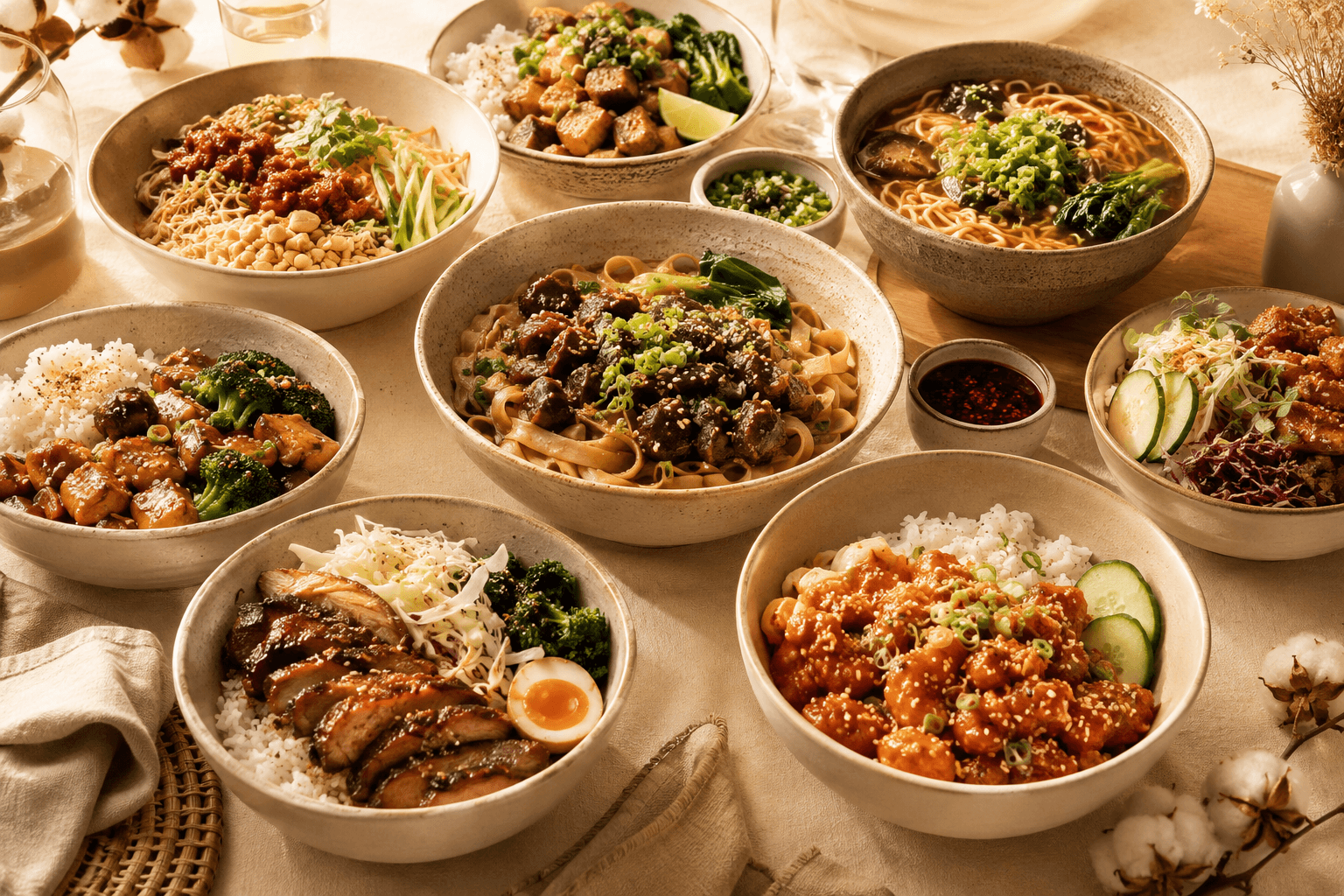 NYC Rice & Noodle friends sharing dinner